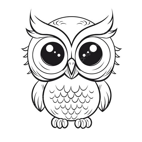 Cute Owl For Kids Coloring Pages Cartoon Outline Sketch Drawing Vector