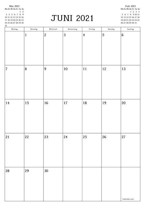 Kalender 2021 Juni Kalender Juni 2021 Zum Ausdrucken Kostenlos