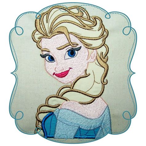 Princess Elsa Applique Machine Embroidery Design Pattern Instant