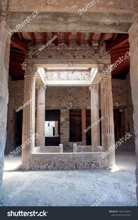 Ancient Roman Atrium Corinthian Columns Light Stock Photo 1850419831