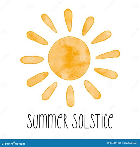 Watercolor Textured Simple Vector Sun Icon Vector Illustration Greeting Card For Summer