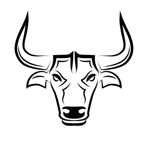 Line Vector Illustration Front View Of Bull It Is Signs Of The Taurus