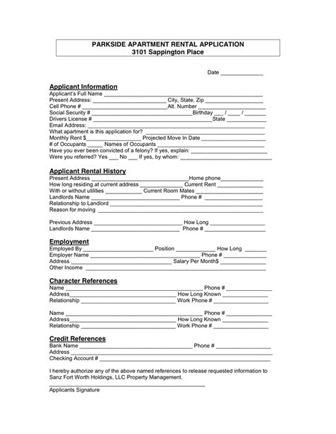 Apartment Rental Application In Word And Pdf Formats