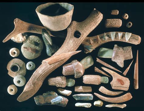 Group Of Swiss Lake Dweller Artifacts Neolithic Prehistoric Art