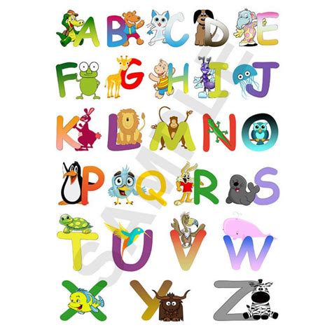 Abc Animal Alphabet Childrens Bedroom Wall Art Posters X10