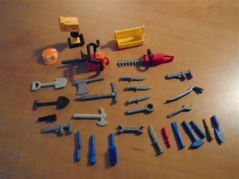 Playmobil Tool Worker Toolbox Chainsaw Shovel Broom Hammer Cap