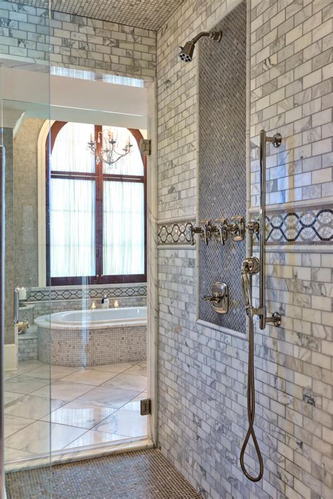 Think of the bathroom for example. Gray Marble Walk-In Shower With Mosaic Tile Details | HGTV