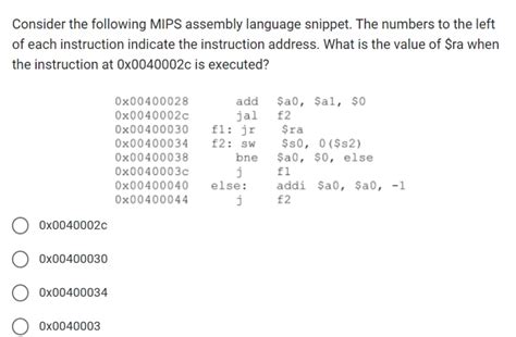 Solved Consider The Following Mips Assembly Language Chegg Com