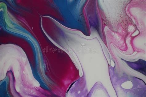 Closeup On A Flowing Abstract Acrylic Pour Painting Stock Photo