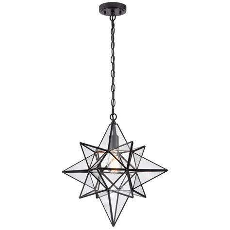 Clear Glass Brass Moravian Star Pendant Light 15 In Claxy