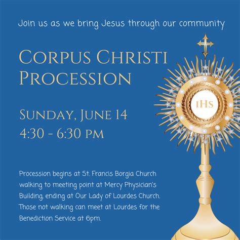 Feast Of Corpus Christi Procession June 14th Saint Francis Borgia