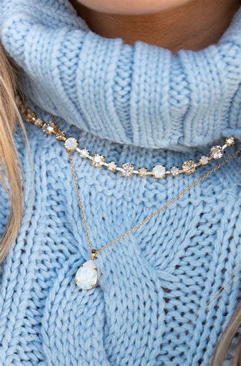 Caroline Svedbom Mini Drop Necklace White Opal Gold
