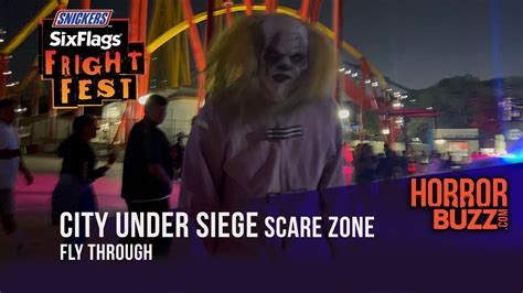 City Under Siege Scare Zone FLY THROUGH - Six Flags Magic Mountain