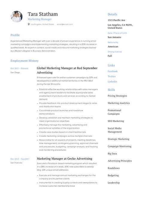 Marketing Manager Resumes Writing Guide Examples