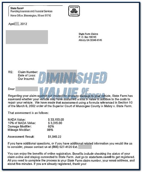 This means that your car has been damaged to the extent that having it repaired won't be. State Farm 17c Offer Letter | Diminished Value Car Appraisal