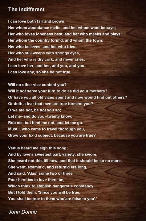 The Indifferent Poem by John Donne - Poem Hunter