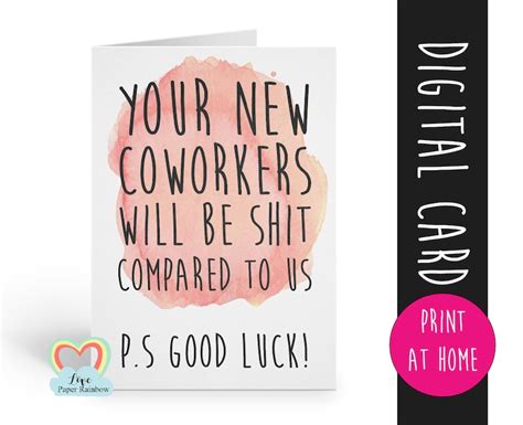 Goodbye Coworker Printable Card Funny Coworker Leaving Card Etsy