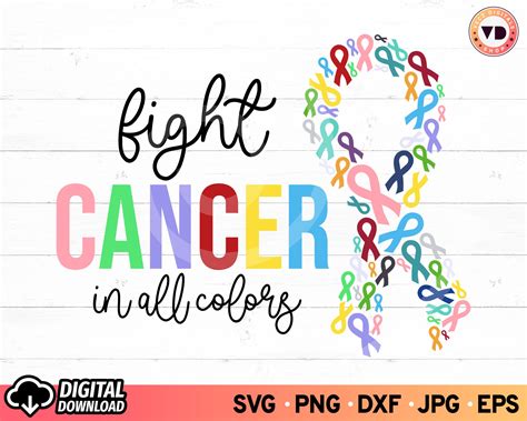 Fight Cancer In All Colors Svg Fight Cancer Pink Ribbon Svg Etsy Finland