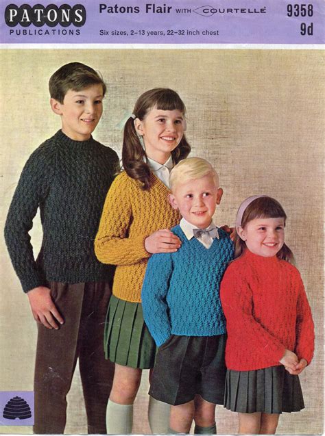 Vintage Childrens Sweater Knitting Pattern Pdf Childs Jumper Etsy España