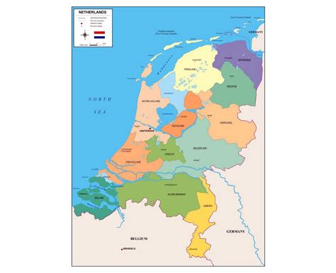 Los países bajos, comúnmente llamado por el topónimo holanda debido a su región histórica dividida en las provincias de holanda septentrional y holanda meridional en el año 1840, el mapa de los. Paises Bajos Mapa Politico