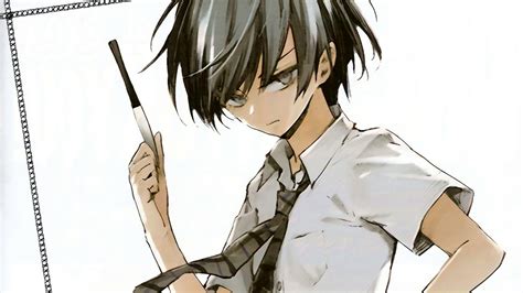 Gray Haired Male Anime Character Holding Knife Illustration Hd