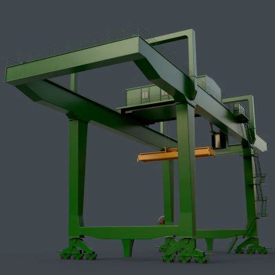 Rail Mounted Gantry Crane RMG V1 Green 3D Model By PBR Cool