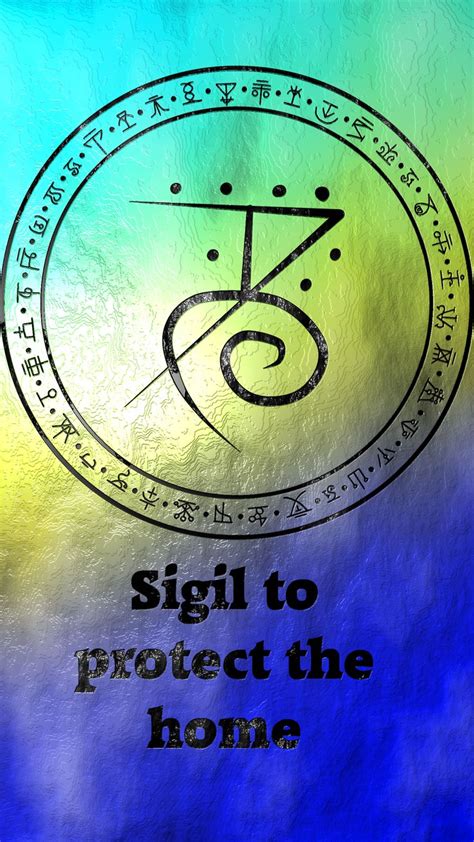 The Sigil To Protect The Home Symbol On A Blue And Green Background