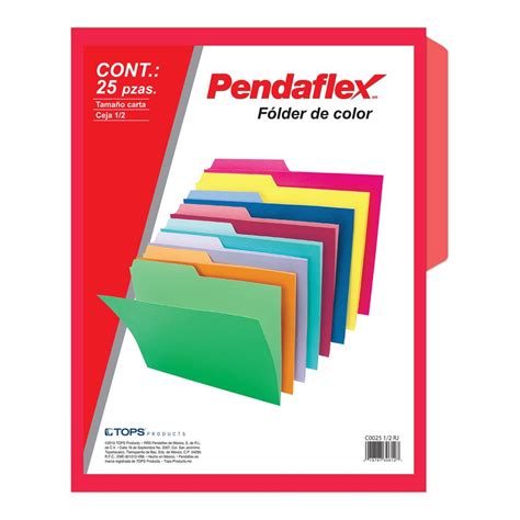 Folder Rojo Carta Pendaflex 25pz Doble Tonalidad Folders Officemax