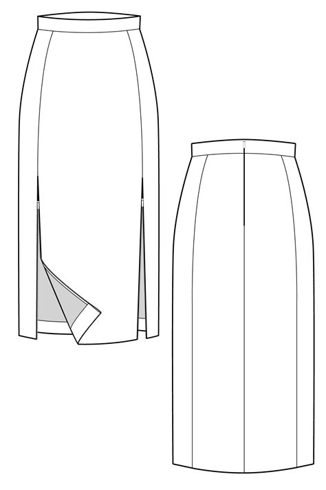 Double Thigh Split Skirt Flat Drawing By Ralph Pink Fashion Flats