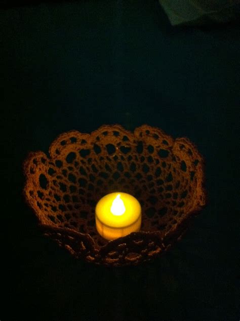 How To Make A Flameless Candle Holder From Doilies Crochet Candle