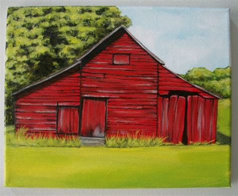 8x10 Red Barn Painting Red Barn Painting Barn Painting Simple