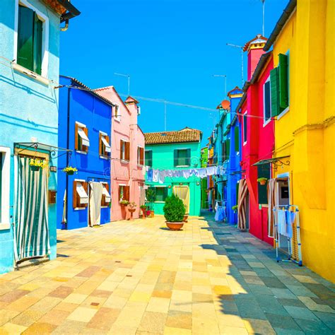 Venice Landmark Burano Island Street Colorful Houses