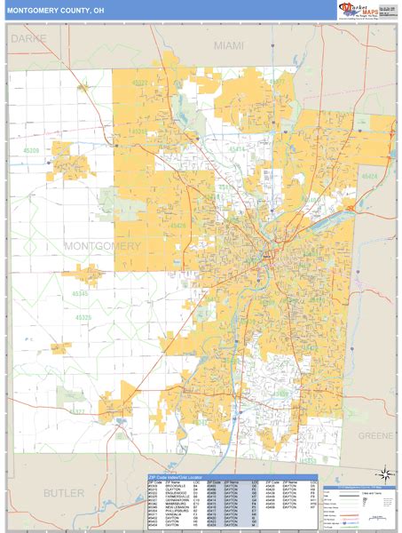 Montgomery County Ohio Zip Code Wall Map Maps Com Com Gambaran