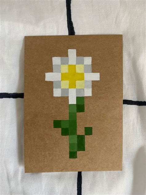 Minecraft Oxeye Daisy Painting In 2021 Minecraft Flower Painting