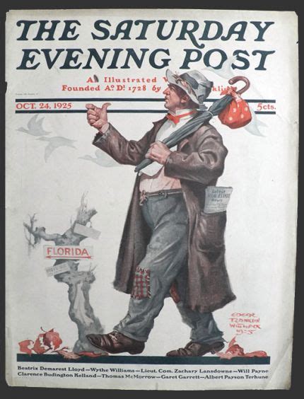 1925 Saturday Evening Post Cover Florida Hobo Vintage Magazine Covers