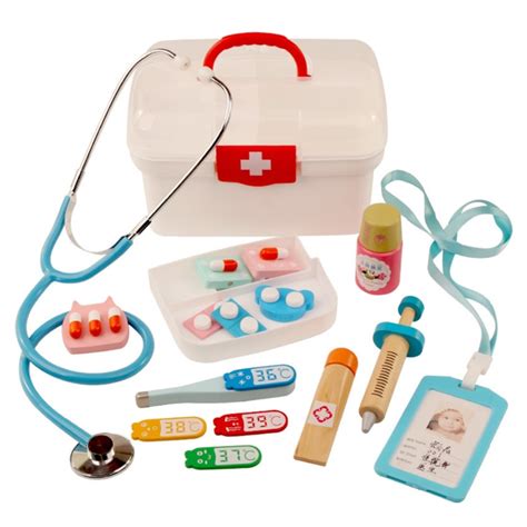 16pcs Children Pretend Play Doctor Toys Kids Wooden Medical Kit