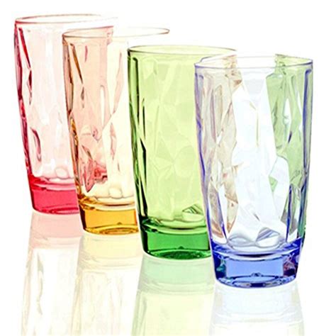 Assorted Color Plastic Highball Drinking Glasses Tumblers Tall Hiball