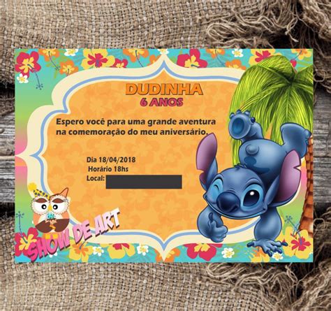 Arte para convite lilo stitch no Elo7 | Papelaria_showdeart (C08E1D)