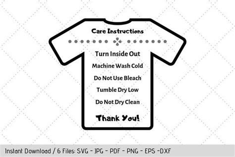 Care Instructions For Shirts Svg File Instant Download Care Etsy