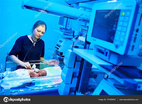 Neonatal Resuscitation Female Doctor Examining Newborn Baby In Clinic