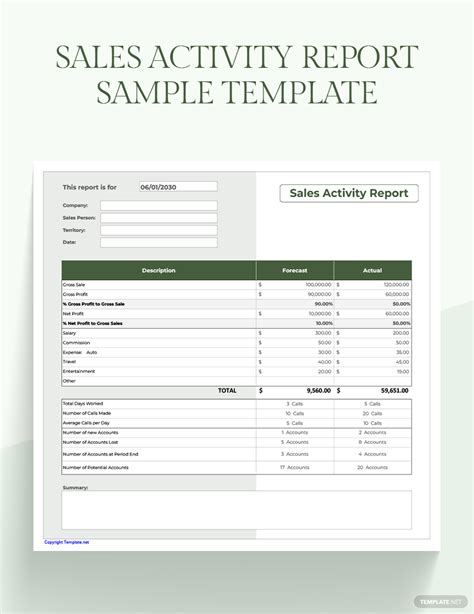 Sales Activity Report Sample Template Google Docs Google Sheets