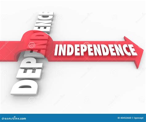 Indepedence Arrow Over Dependent Self Reliance Determination Stock