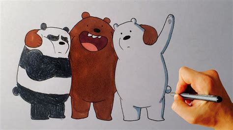 how to draw grizzly panda and ice bear from we bare bears cartoon network drawing tutorial