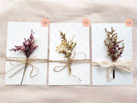 Handmade Dried Flower Card Mini Dried Floral Bunch On Blank Etsy