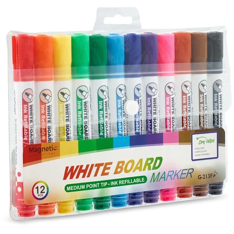 12 Coloured Whiteboard Markers - Magnetic Innovations
