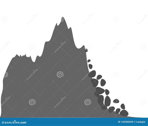 Mountains And Falling Rocks On White Stock Vector Illustration Of