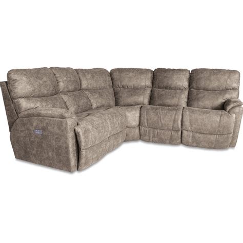 La Z Boy Trouper Three Piece Reclining Corner Sectional Sofa Conlins