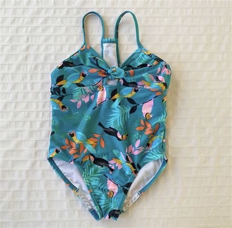 Speedo Swimsuit Tropical Parrot Toucan Girls Xs Years