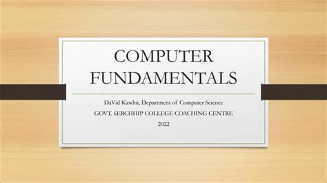 Computer Fundamentals Ppt