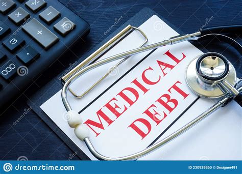 Medical Debt Bill In The Clipboard And Stethoscope Stock Photo Image